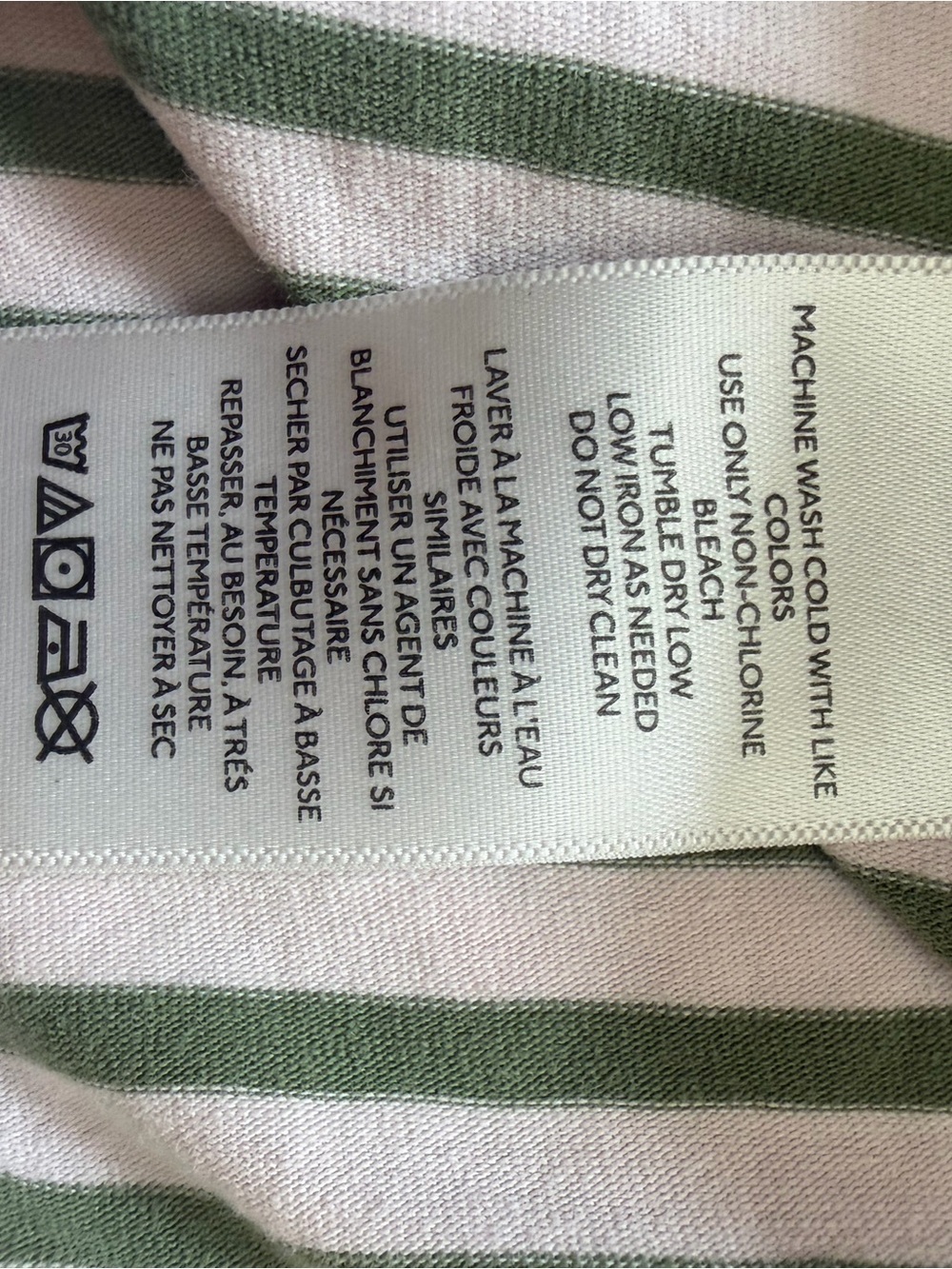 Pilcro Olive Green and Blush Pink Striped Cap-Sleeve Tee Size L Anthropologie - Picture 5 of 7